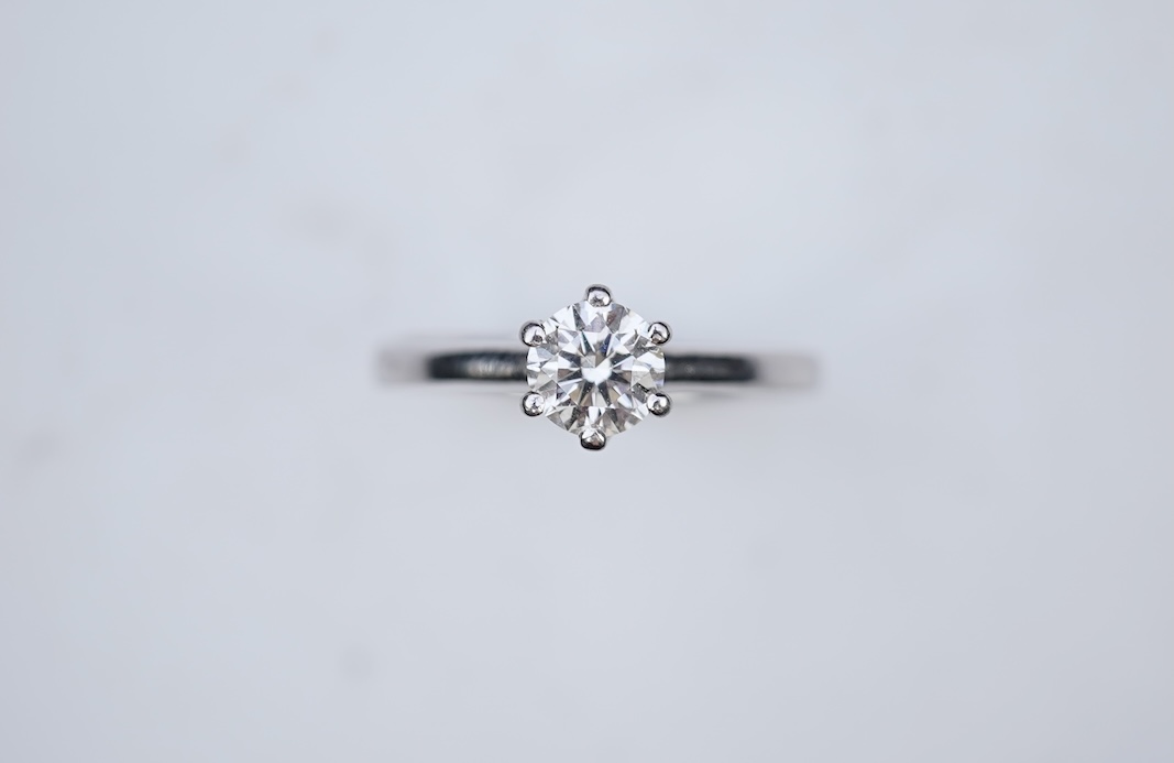 A diamond solitaire ring